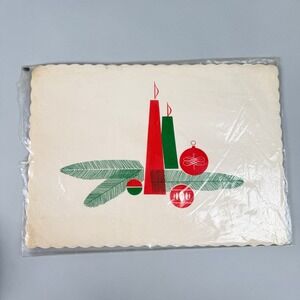 Vtg Medallion Placemats Christmas Candles Ornaments Vintage Paper 16 Count 10x14